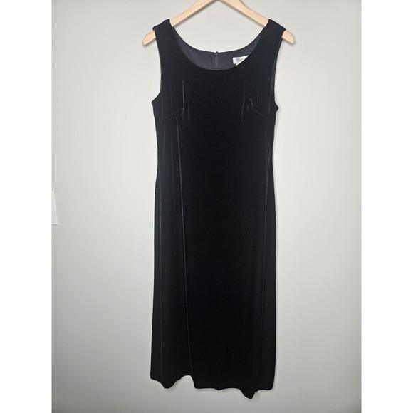 Coldwater Creek Dress 10P Black Velvet Elegant Whimsigoth Dark Romantic Witchy - Picture 3 of 13